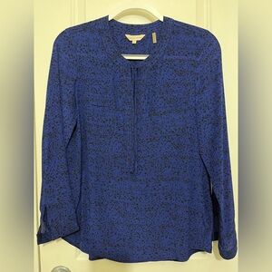 Rebecca Taylor Blue/Black Silk Tunic Blouse Sz 0
